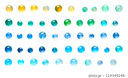 青色と緑色が多めのガラス玉イラストアイコンセット　背景透明 114349246