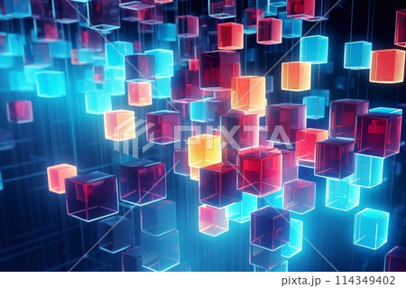 abstract 3d illustration of cubes in space, computer generated background 114349402