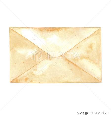 Hand drawn watercolor letter with sealing seal isolated on white background. Can be used for cards, scrapbook and other printed products. Hand drawn watercolor letter with sealing seal isolated on white background. Can be used for cards, scrapbook and other printed products. 114350176