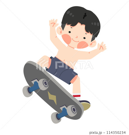 Kid Boy jumping on skateboard 114350234