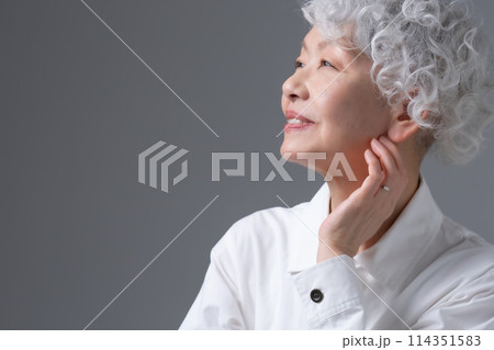 グレーヘアの女性 ポートレート グレーヘアの女性 ポートレート 114351583