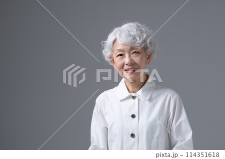 グレーヘアの女性　ポートレート 114351618