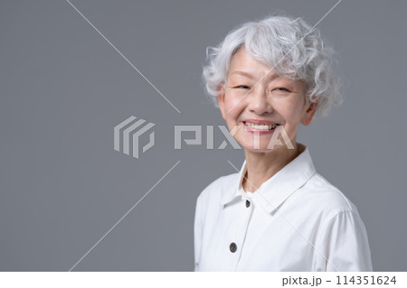 グレーヘアの女性 ポートレート グレーヘアの女性 ポートレート 114351624