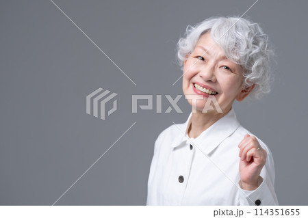 グレーヘアの女性　ポートレート 114351655