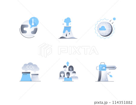 Problems and environmental disasters - flat design style icons set Problems and environmental disasters - flat design style icons set 114351882