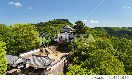 天空の山城【備中松山城】ドローン空撮_BTM_No03 天空の山城【備中松山城】ドローン空撮_BTM_No03 114351986
