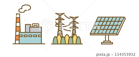 火力発電　太陽光発電　電気　エネルギー 114353932