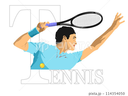 Tennis player poster. Colored Vector 3d illustration for designers 114354050