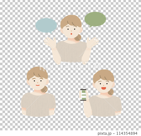 手寫女性上半身插畫素材 114354894