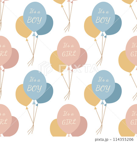 A simple seamless seamless pattern in a flat style. Balloons. For decoration of children's room, textiles, wrapping paper, wallpaper. Vector. 114355206
