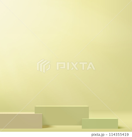 3d yellow color podium and minimal yellow wall scene Vector 3d yellow color podium and minimal yellow wall scene Vector 114355419