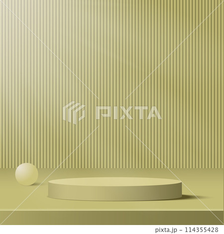 3d yellow color podium and minimal yellow wall scene Vector 3d yellow color podium and minimal yellow wall scene Vector 114355428