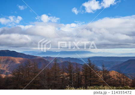 長野県 ビーナスライン 三峰大展望台からの景色 長野県 ビーナスライン 三峰大展望台からの景色 114355472