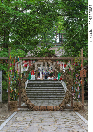 仙台 大崎八幡宮の夏景色 参道の茅の輪 仙台 大崎八幡宮の夏景色 参道の茅の輪 114355885