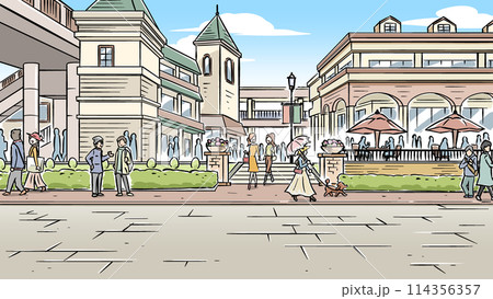 小洒落た街並みの背景 小洒落た街並みの背景 114356357