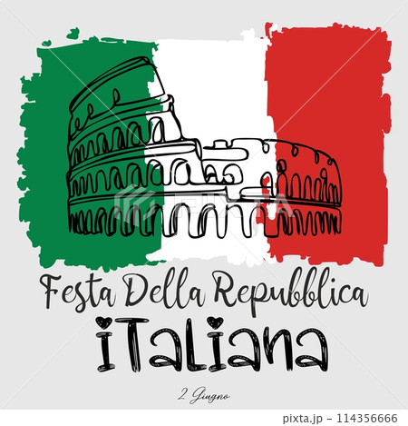 Festa della Repubblica Italiana. Italy Republic Day. Happy national holiday. June 2 in Italy. Italy flag. Patriotic poster design. Festa della Repubblica Italiana. Italy Republic Day. Happy national holiday. June 2 in Italy. Italy flag. Patriotic poster design. 114356666