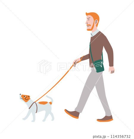 散歩_男性_犬 114356732