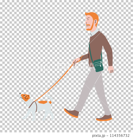散歩_男性_犬 114356732