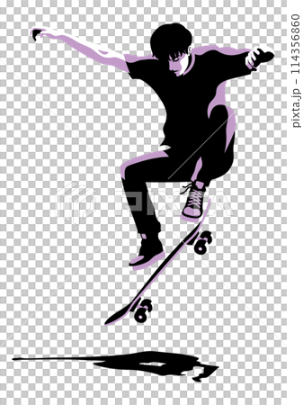 一個人在滑板上表演特技 一個人在滑板上表演特技 114356860