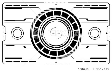 HUD sci-fi interface screen view black circular geometric design virtual futuristic technology creative display on white vector 114357449