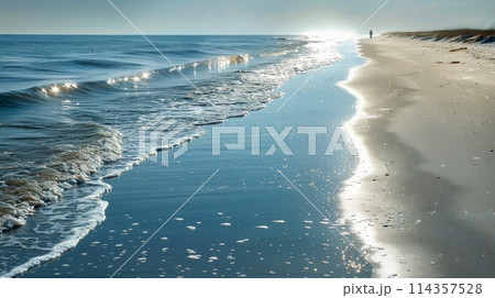 Beach With Water and Sand 114357528