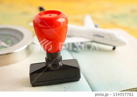 Approved Stamp visa and passport document to immigration at airport in country. Approved Stamp visa and passport document to immigration at airport in country. 114357781