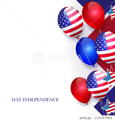 Isolated component with silhouette of balloons and stars with abstract American flag 114357902