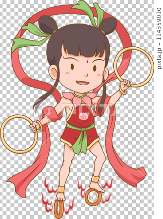 Cartoon character of Nezha, Chinese god of protection. Cartoon character of Nezha, Chinese god of protection. 114359010