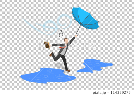 3D Isometric Flat  Conceptual Illustration of Obstacle In Economic Crisis, Business Difficulty 114359273