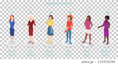 3D Isometric Flat  Conceptual Illustration of Pigmentary Phototype, Fitzpatrick Skin Tone 114359294