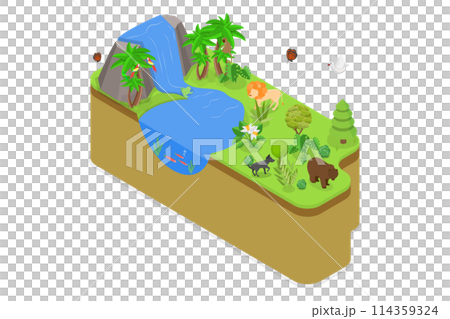 3D Isometric Flat  Conceptual Illustration of Ecosystem, Natural Wildlife Species 114359324