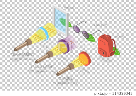 3D Isometric Flat  Conceptual Illustration of Optics Vision Characteristics , Educational Examples 114359343