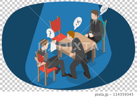 3D Isometric Flat Conceptual Illustration of Good And Bad Cop, Work of Police Department 3D Isometric Flat Conceptual Illustration of Good And Bad Cop, Work of Police Department 114359345