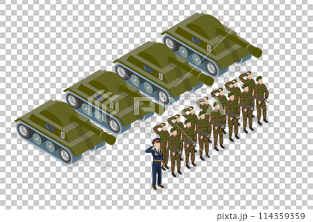 3D Isometric Flat Conceptual Illustration of Military Regime , Form of Government 3D Isometric Flat Conceptual Illustration of Military Regime , Form of Government 114359359