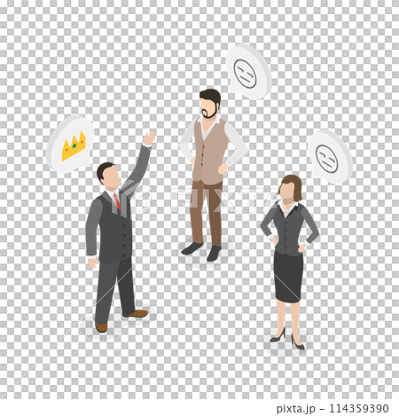3D Isometric Flat  Conceptual Illustration of Jealousy, Rivalry and Competition 114359390