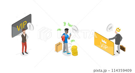 3D Isometric Flat  Conceptual Illustration of Vip Account, Very Important Person 114359409