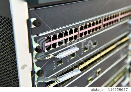 Connectors in switch on rack of network equipment 114359657