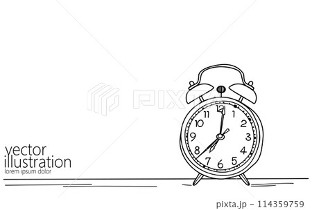 Alarm clock time management life concept. Deadline present future planning. One line art creative opportunity ideas schedule vector illustration 114359759