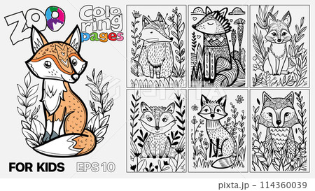 A set of six cat coloring pages for kids. The pages feature different types of animals and are designed for children to color. Kindle. POD 114360039