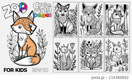 A set of six cat coloring pages for kids. The pages feature different types of animals and are designed for children to color. Kindle. POD A set of six cat coloring pages for kids. The pages feature different types of animals and are designed for children to color. Kindle. POD 114360042