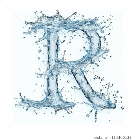 Letter R. Water splashes alphabet isolated on a white background. 114360138