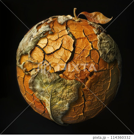 shriveled planet earth is like dried fruit 114360332