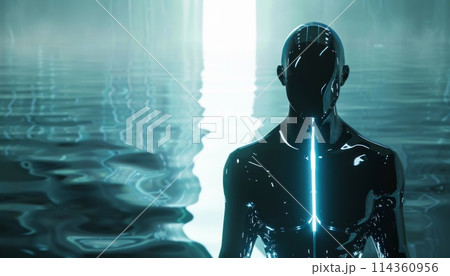futuristic glowing man with backlight futuristic glowing man with backlight 114360956