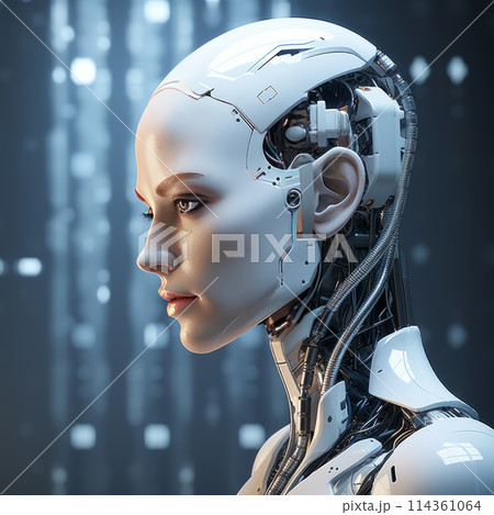 profile portrait of a humanoid female robot cyborg profile portrait of a humanoid female robot cyborg 114361064