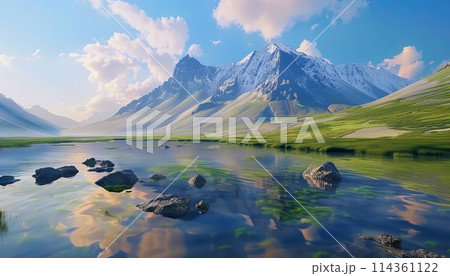 beautiful mountains landscape cloudy sky beautiful mountains landscape cloudy sky 114361122