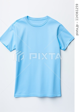 a blue T-shirt lies on a white background 114361259