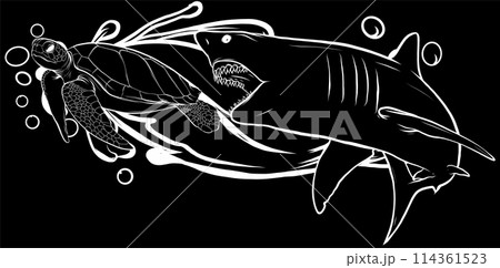white silhouette of Underwater animals and fishes - vector illustration design 114361523