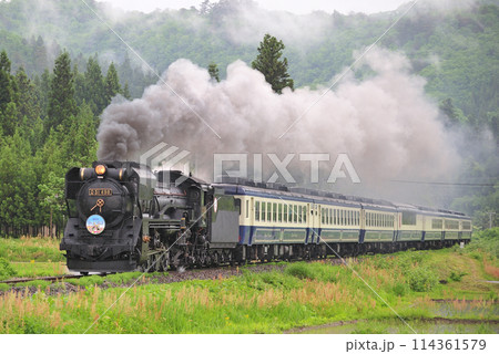 磐越西線　徳沢ー上野尻　JR東日本　D51-498（高崎）+12系（新津）　D51ばんえつ物語 114361579