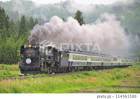 磐越西線　徳沢ー上野尻　JR東日本　D51-498（高崎）+12系（新津）　D51ばんえつ物語 114361580