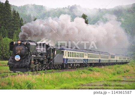 磐越西線 徳沢ー上野尻 JR東日本 D51-498(高崎)+12系(新津) D51ばんえつ物語 磐越西線 徳沢ー上野尻 JR東日本 D51-498(高崎)+12系(新津) D51ばんえつ物語 114361587